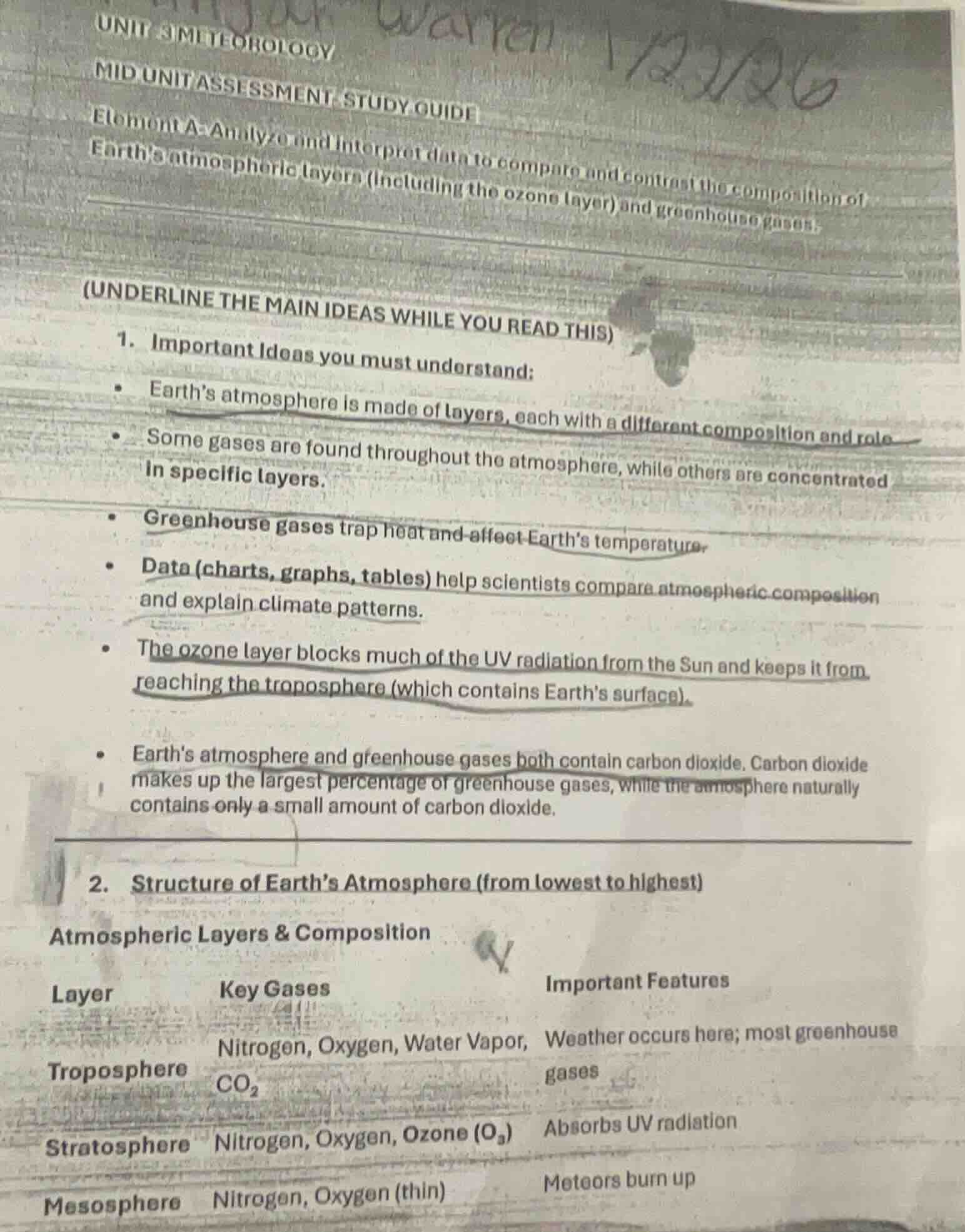 unit atmospherology mid unit assessment study guide element a - analyze…