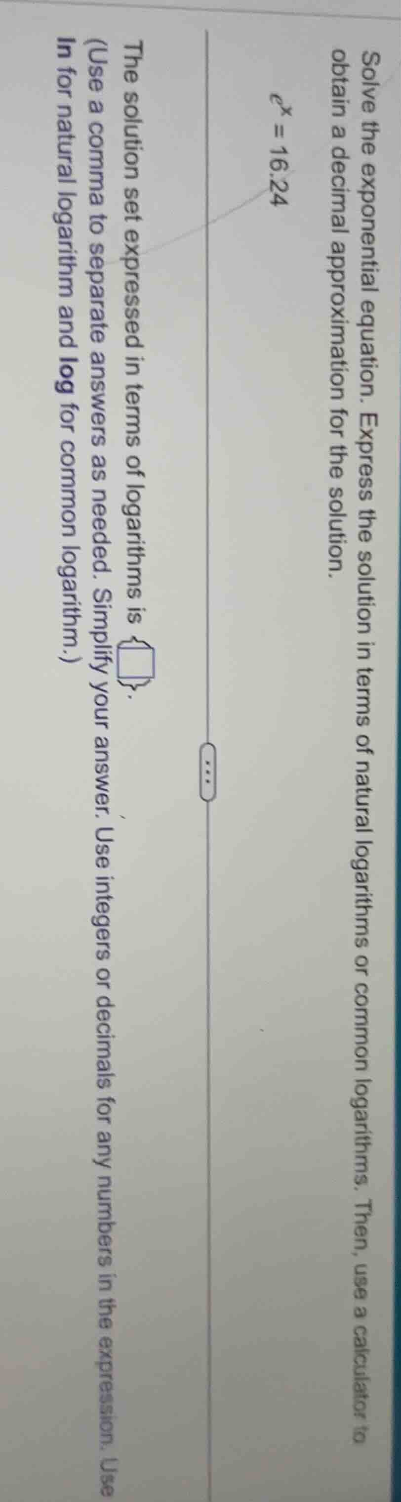 solve the exponential equation. express the solution in terms of natura…