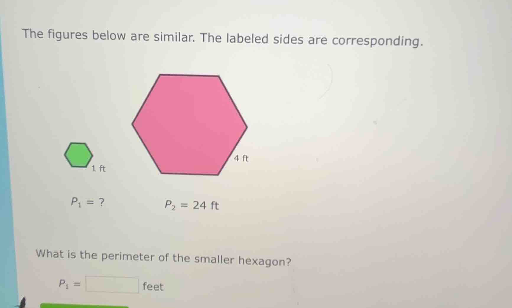 the figures below are similar. the labeled sides are corresponding. $p_…