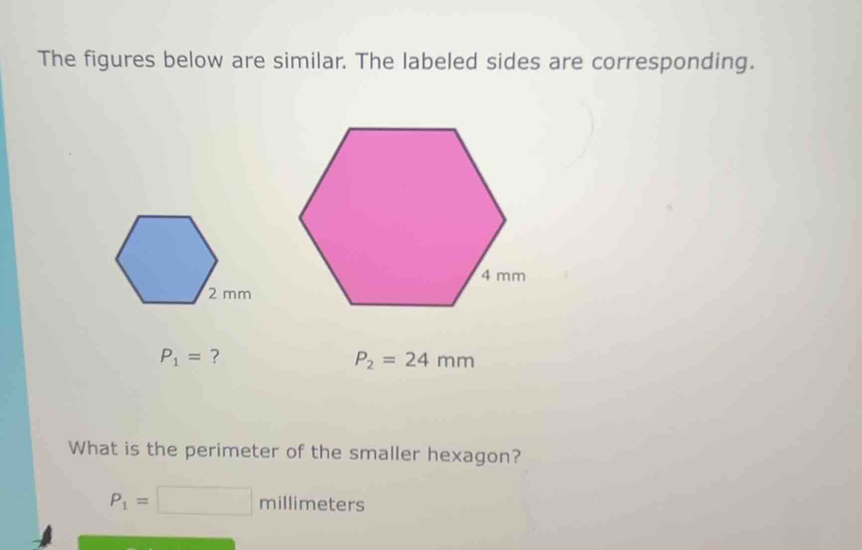 the figures below are similar. the labeled sides are corresponding. (im…