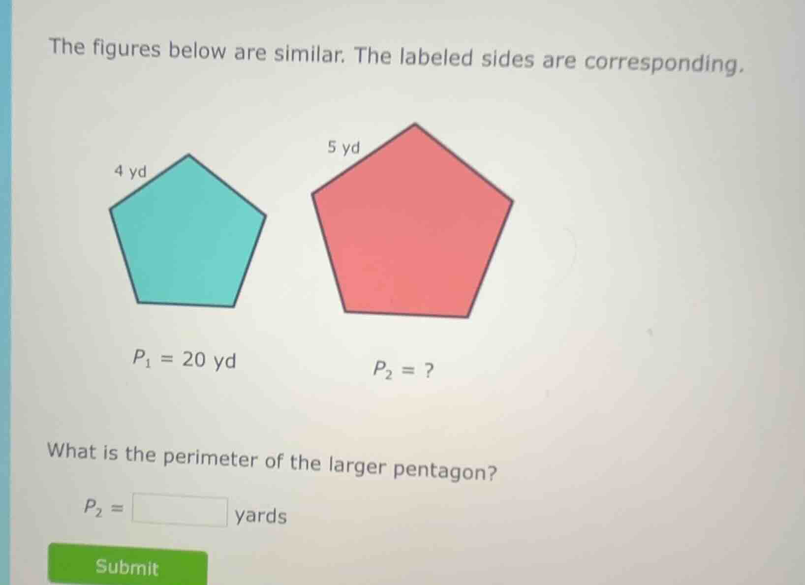 the figures below are similar. the labeled sides are corresponding. 4 y…