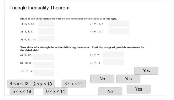 triangle inequality theorem state if the three numbers can be the measu…
