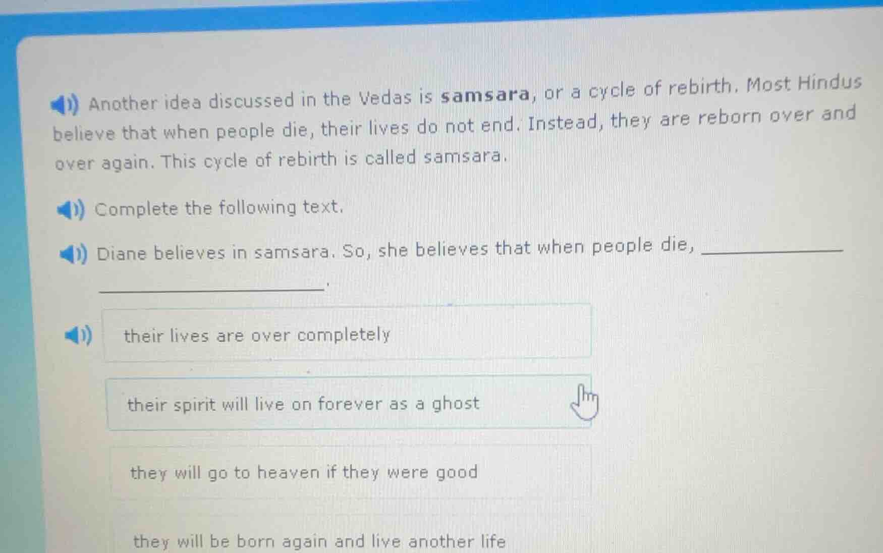 another idea discussed in the vedas is samsara, or a cycle of rebirth. …