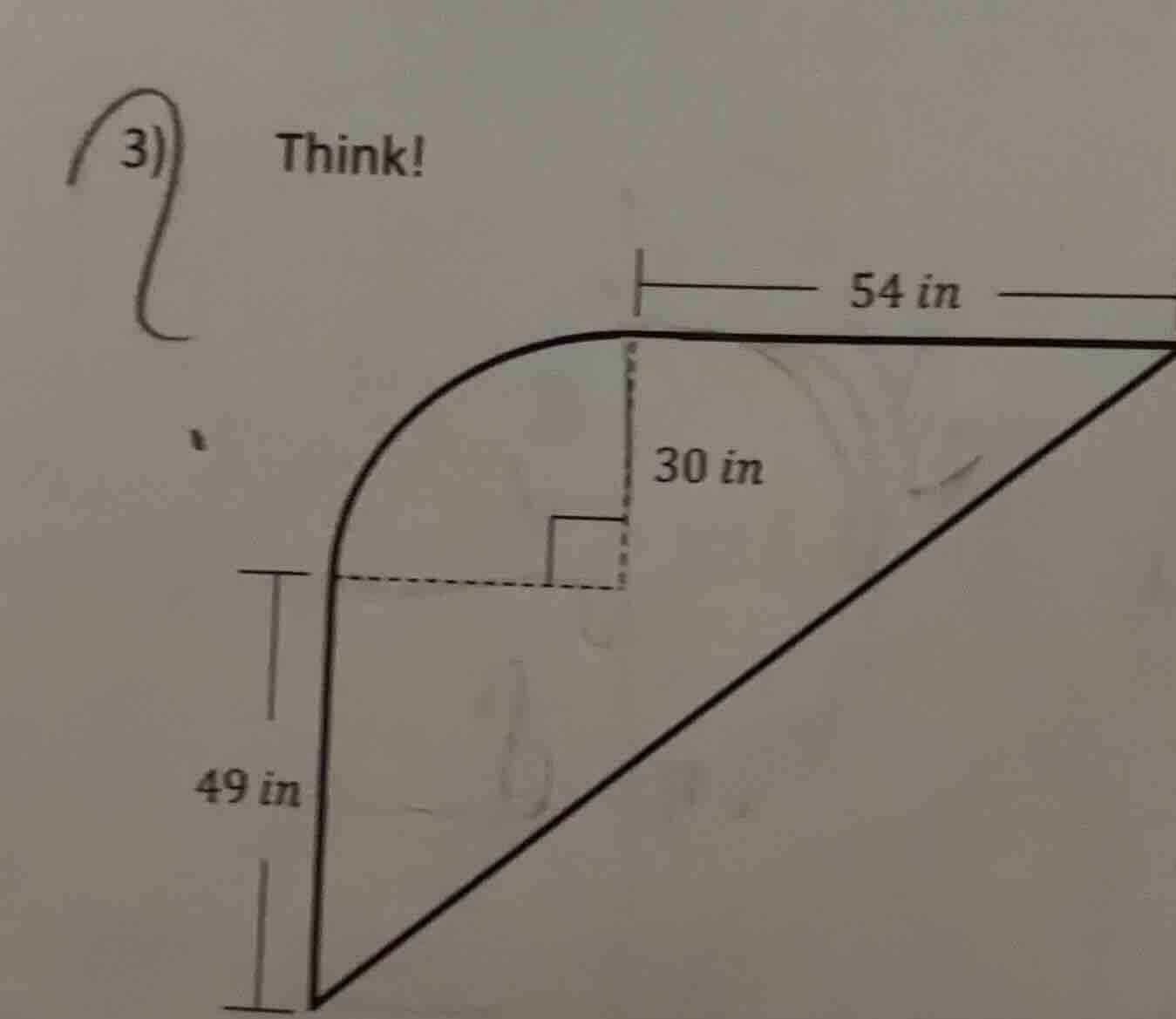 3) think! diagram with 54 in, 30 in, 49 in measurements