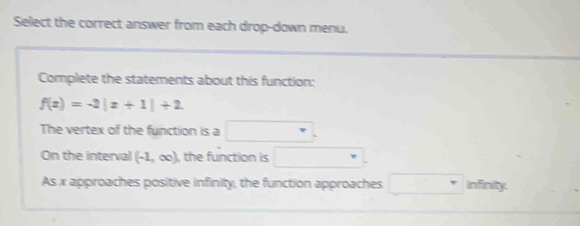 select the correct answer from each drop - down menu. complete the stat…
