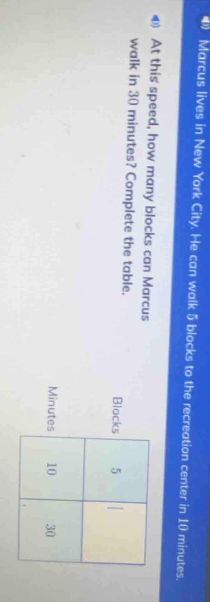 marcus lives in new york city. he can walk 5 blocks to the recreation c…