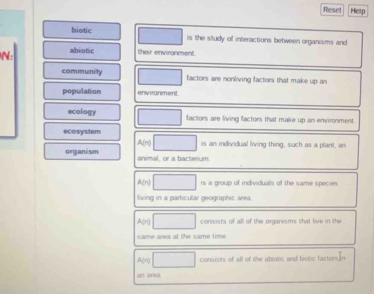 biotic abiotic community population ecology ecosystem organism is the s…