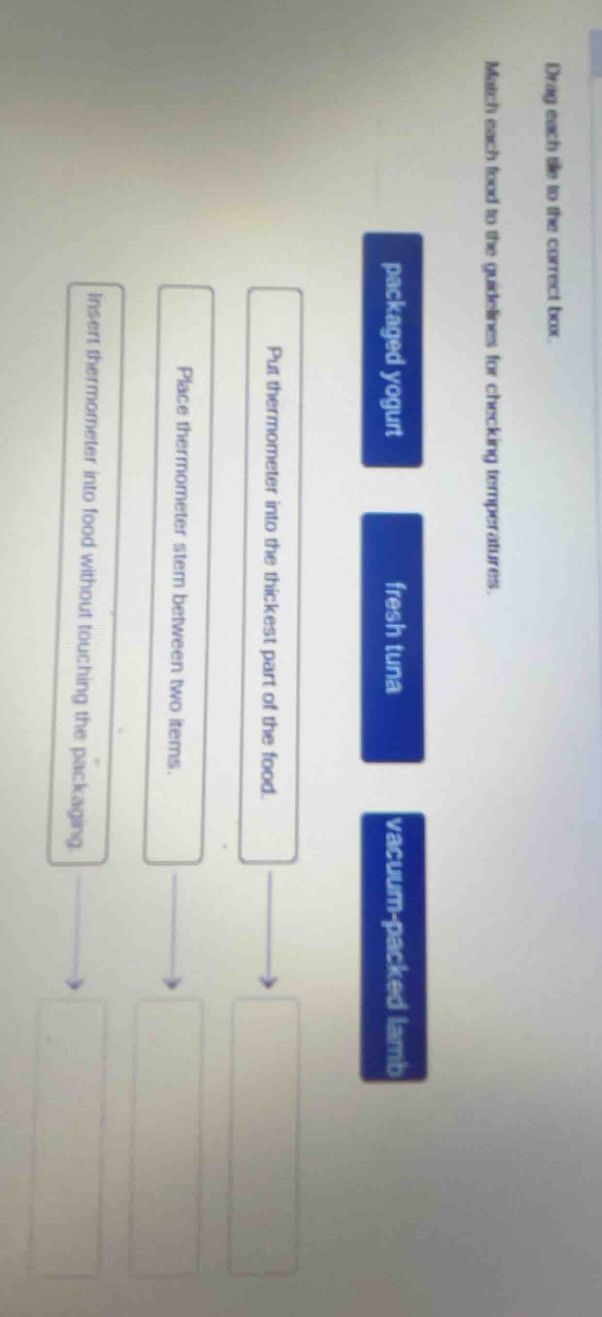drag each tile to the correct box. match each food to the guidelines fo…
