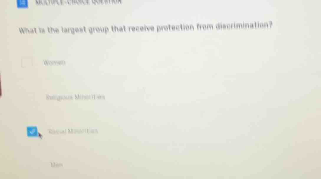 what is the largest group that receive protection from discrimination? …