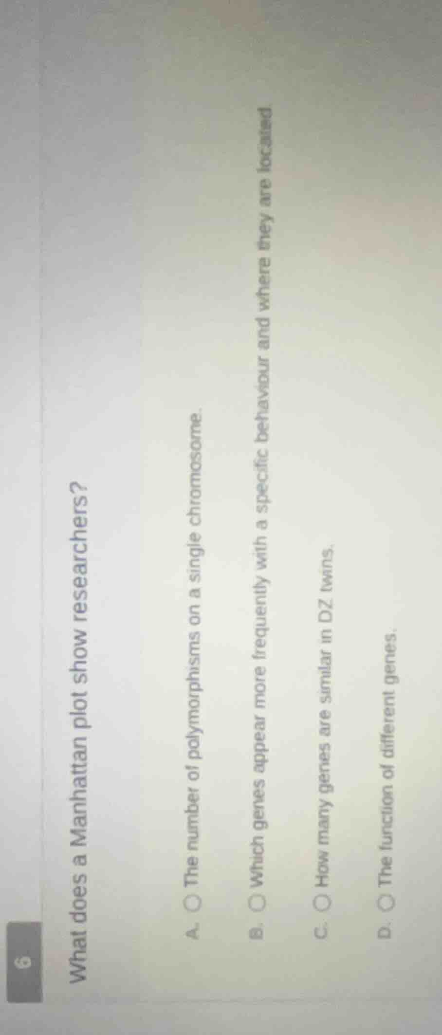 what does a manhattan plot show researchers? a. the number of polymorph…