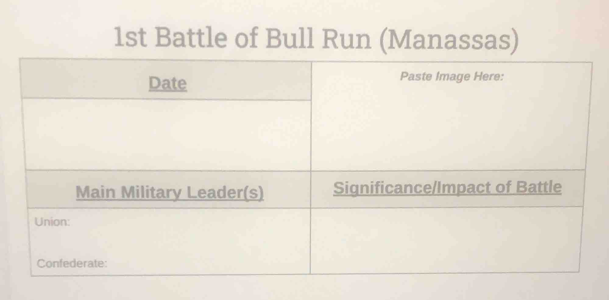 1st battle of bull run (manassas) date\tpaste image here: main military…