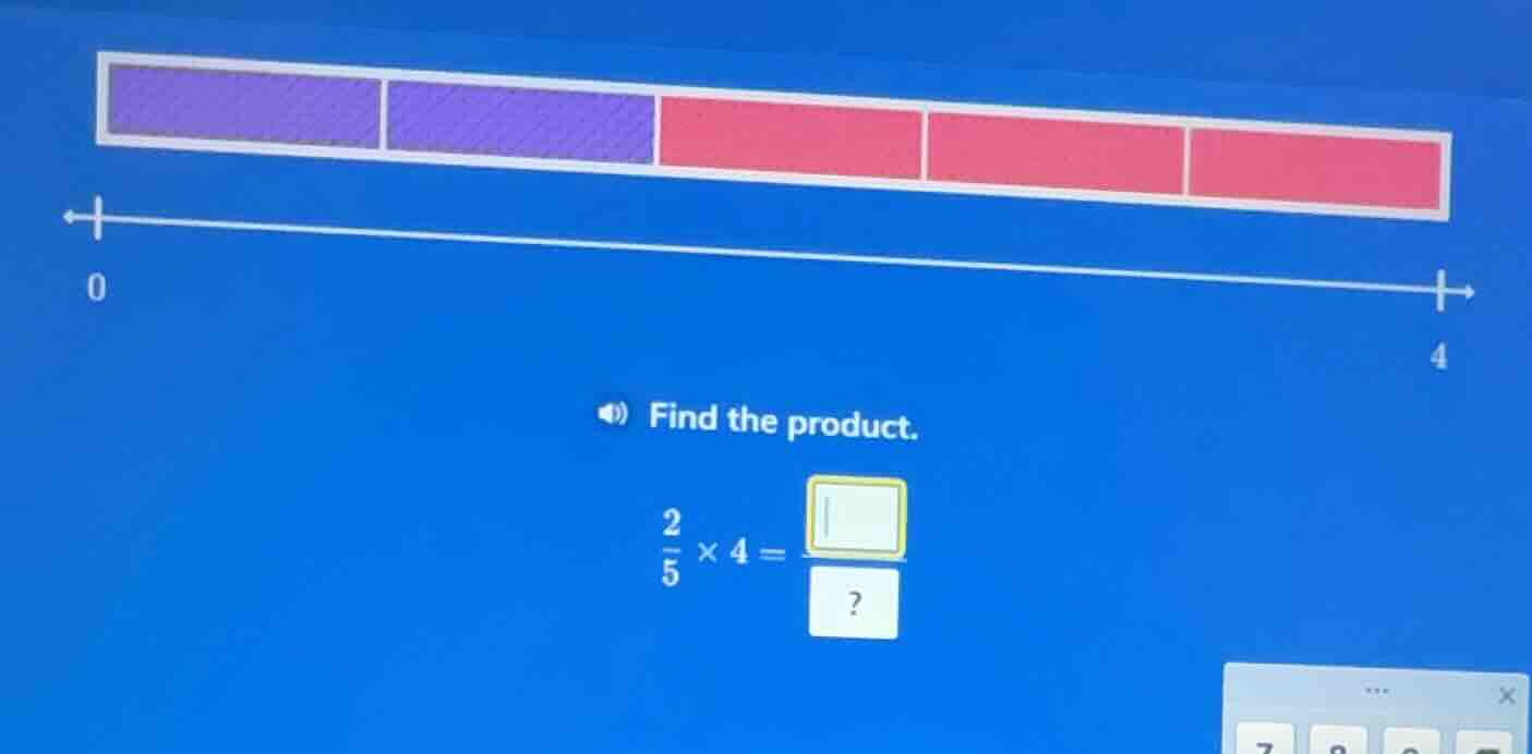 find the product. \\(\frac{2}{5} \\times 4 = \\) ?