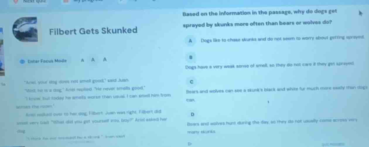 filbert gets skunked enter focus mode \and your dog does not smell good…