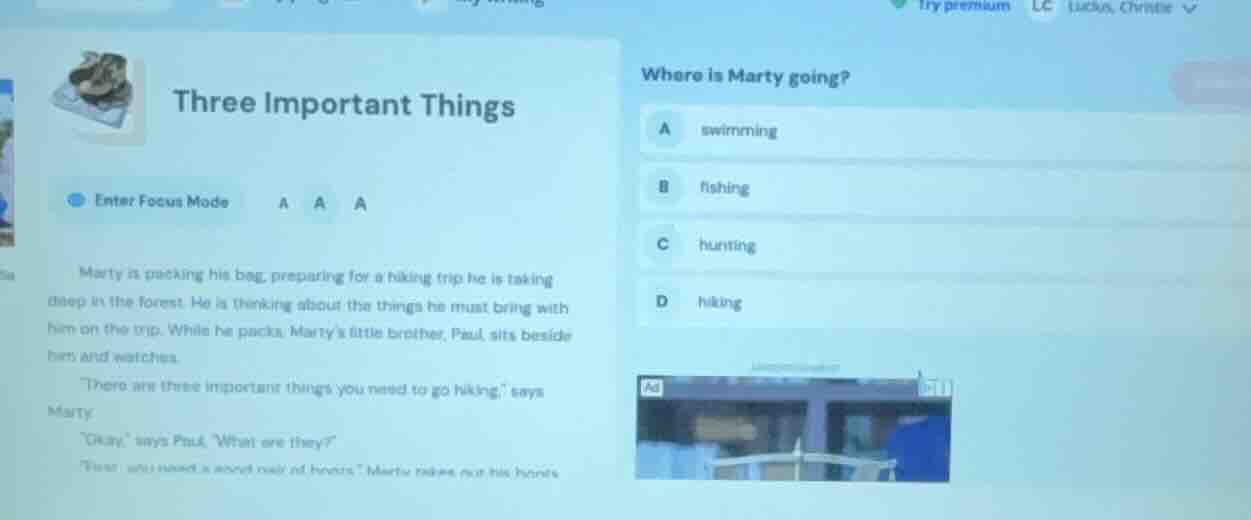 three important things enter focus mode a a a marty is packing his bag,…