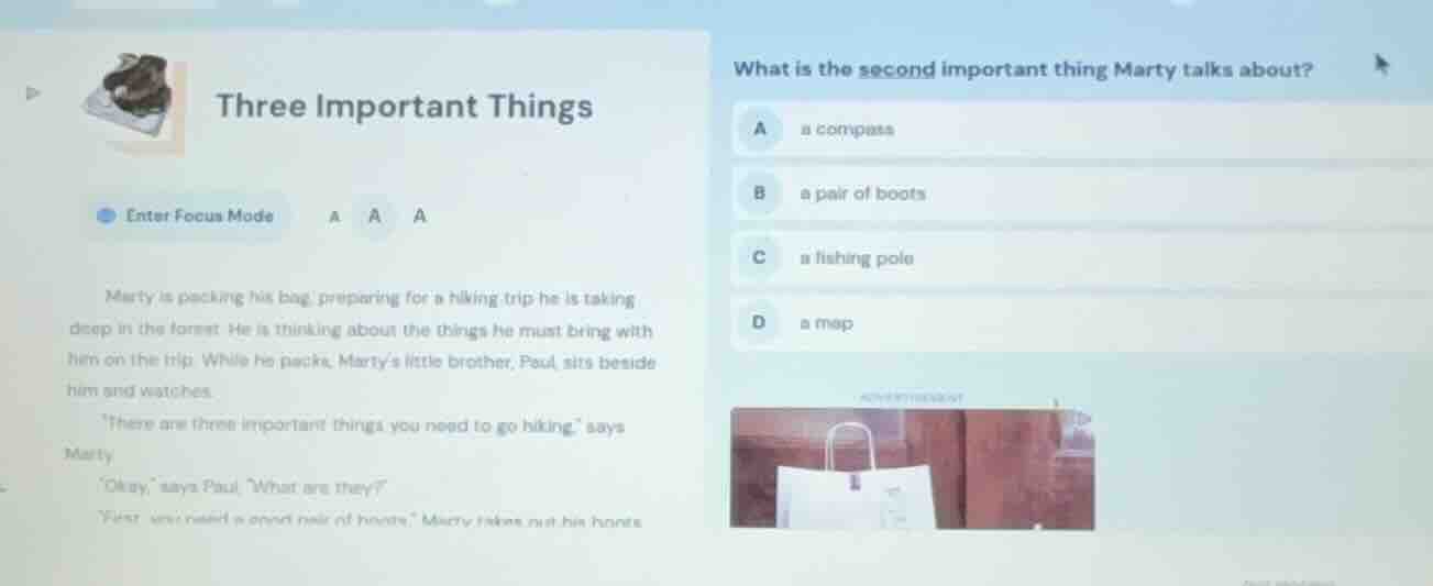 three important things enter focus mode marty is packing his bag, prepa…