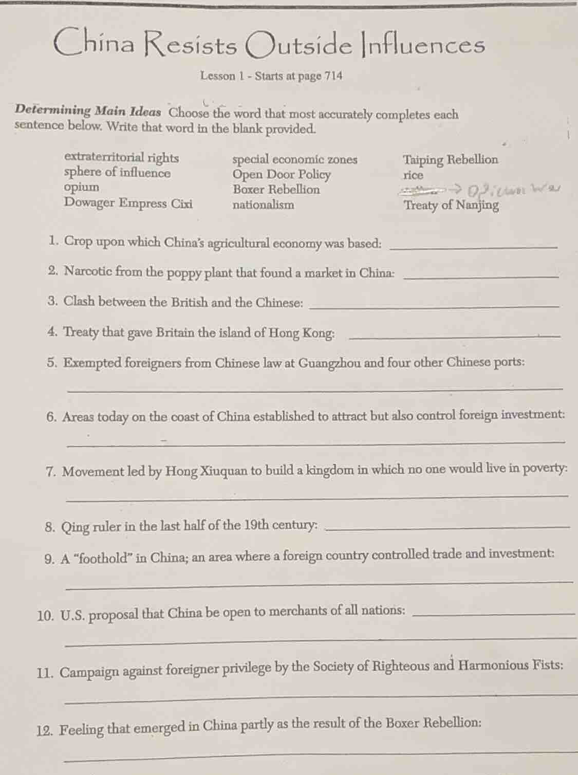 china resists outside influences lesson 1 - starts at page 714 determin…