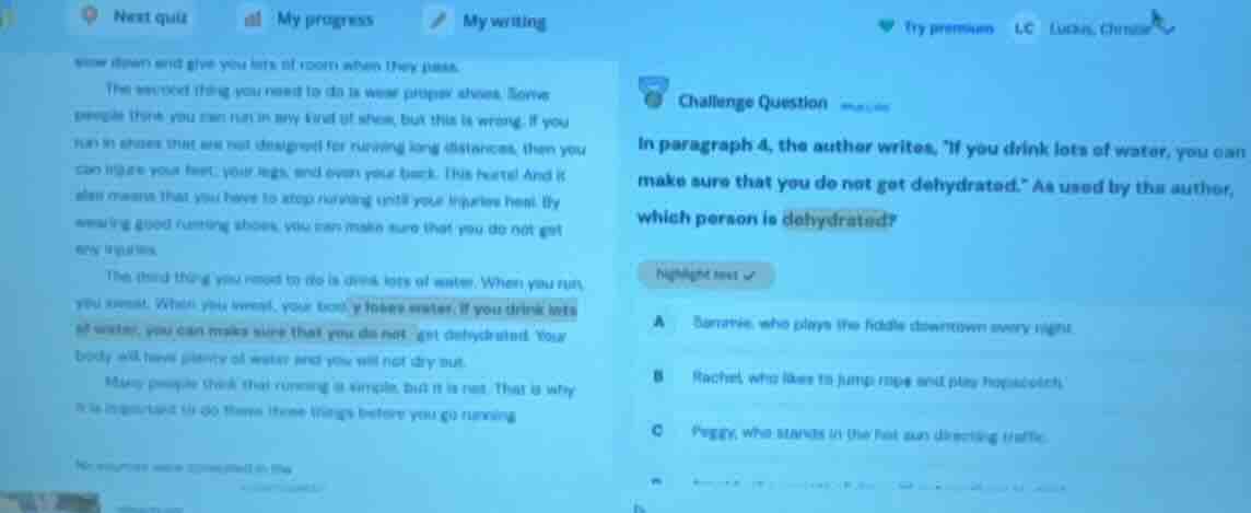 challenge question in paragraph 4, the author writes, \if you drink lot…