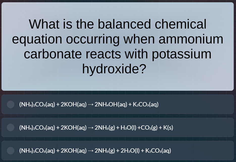 what is the balanced chemical equation occurring when ammonium carbonat…
