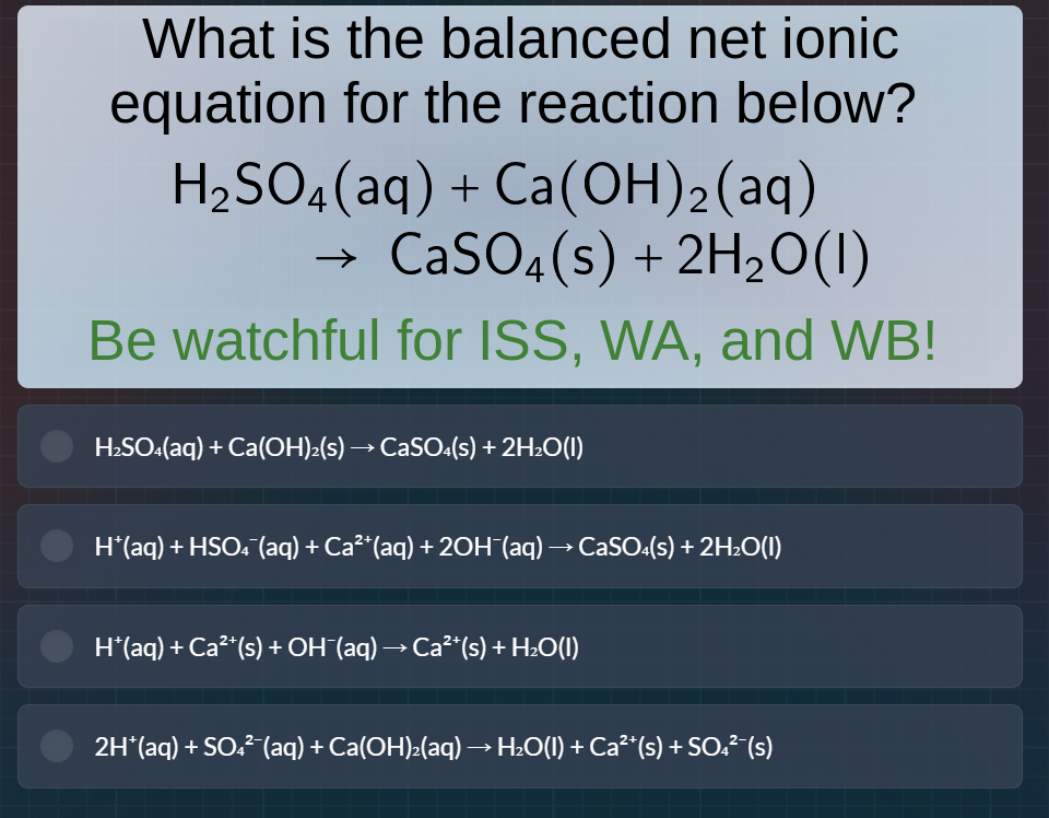 what is the balanced net ionic equation for the reaction below? h₂so₄(a…