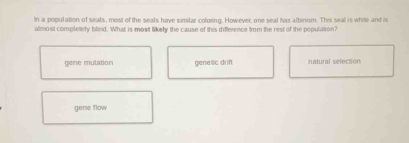 in a population of seals, most of the seals have similar coloring. howe…