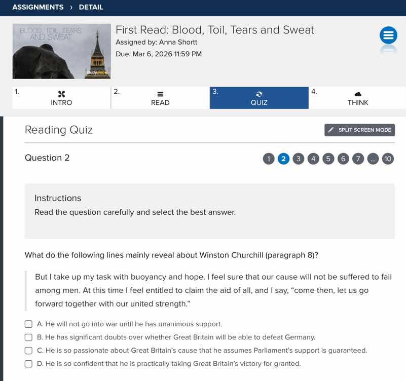assignments > detail first read: blood, toil, tears and sweat assigned …