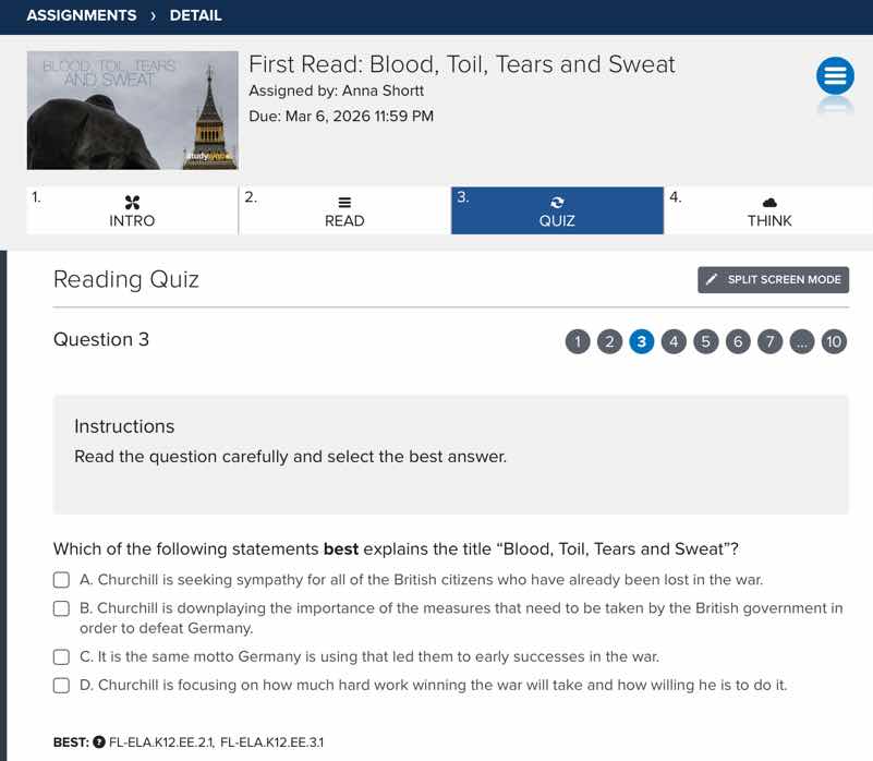 assignments > detail first read: blood, toil, tears and sweat assigned …