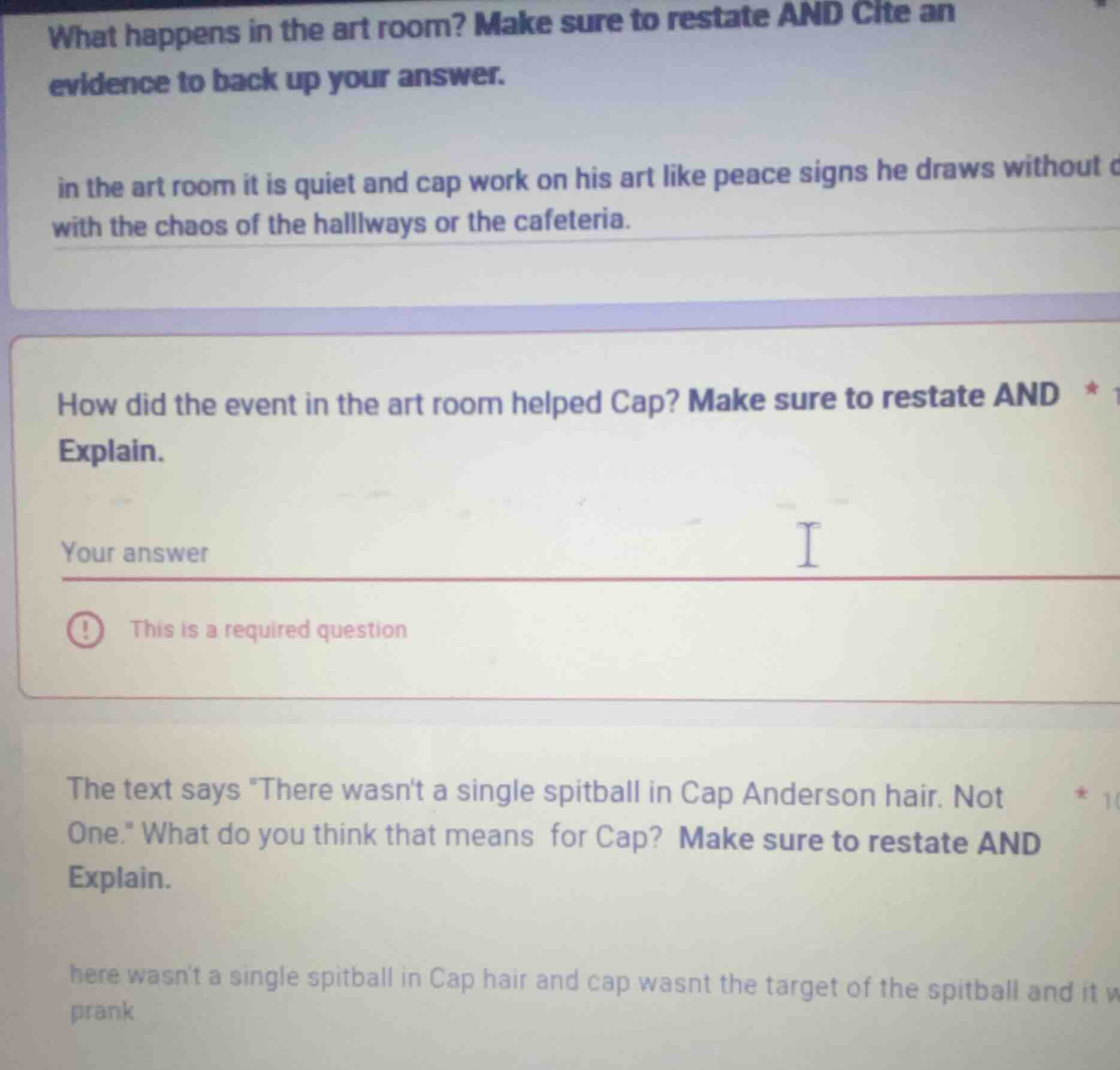 what happens in the art room? make sure to restate and cite an evidence…