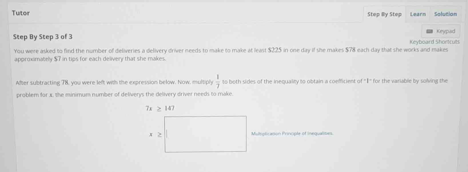 tutor step by step 3 of 3 you were asked to find the number of deliveri…