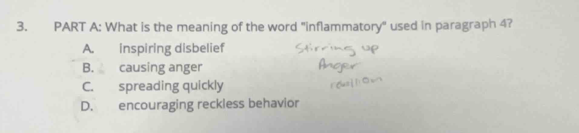 3. part a: what is the meaning of the word \inflammatory\ used in parag…