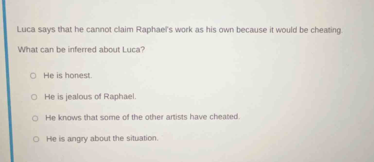 luca says that he cannot claim raphaels work as his own because it woul…