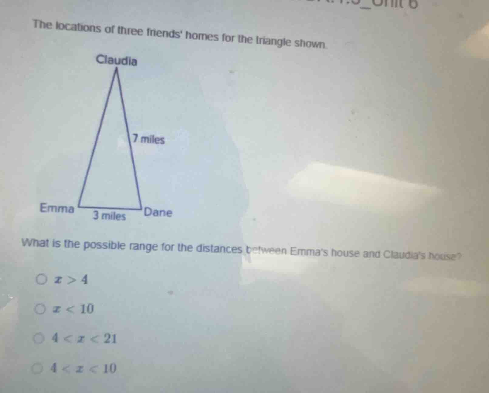 the locations of three friends homes for the triangle shown. what is th…