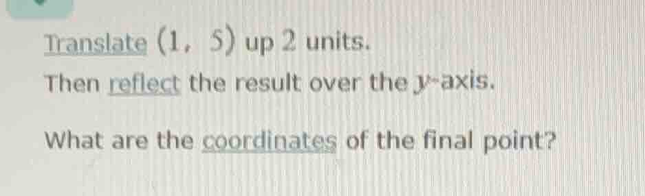 translate (1, 5) up 2 units. then reflect the result over the y - axis.…