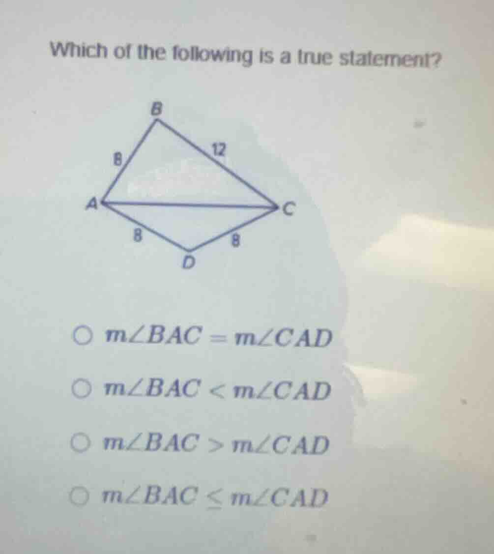 which of the following is a true statement? image of a quadrilateral wi…