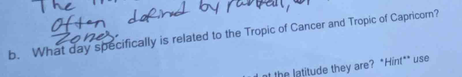 b. what day specifically is related to the tropic of cancer and tropic …