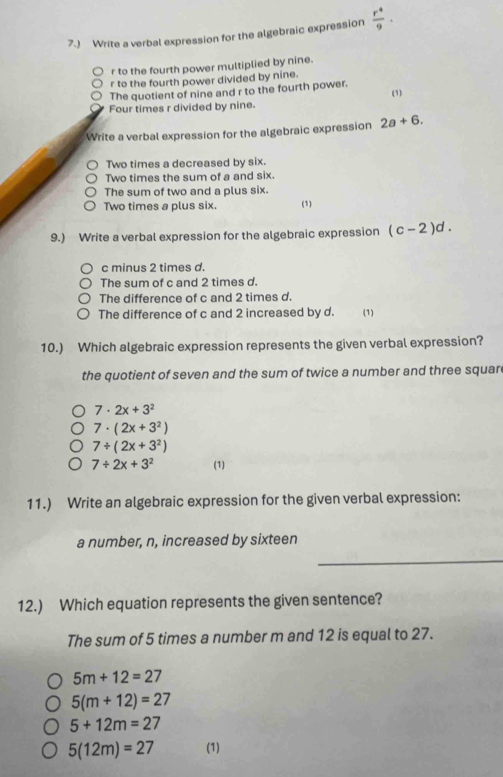 7.) write a verbal expression for the algebraic expression \\(\\frac{r^…