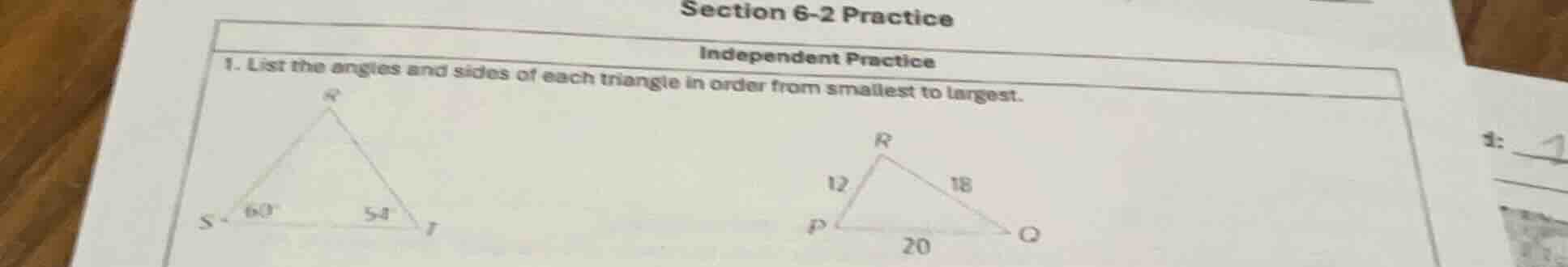 section 6-2 practice independent practice 1. list the angles and sides …
