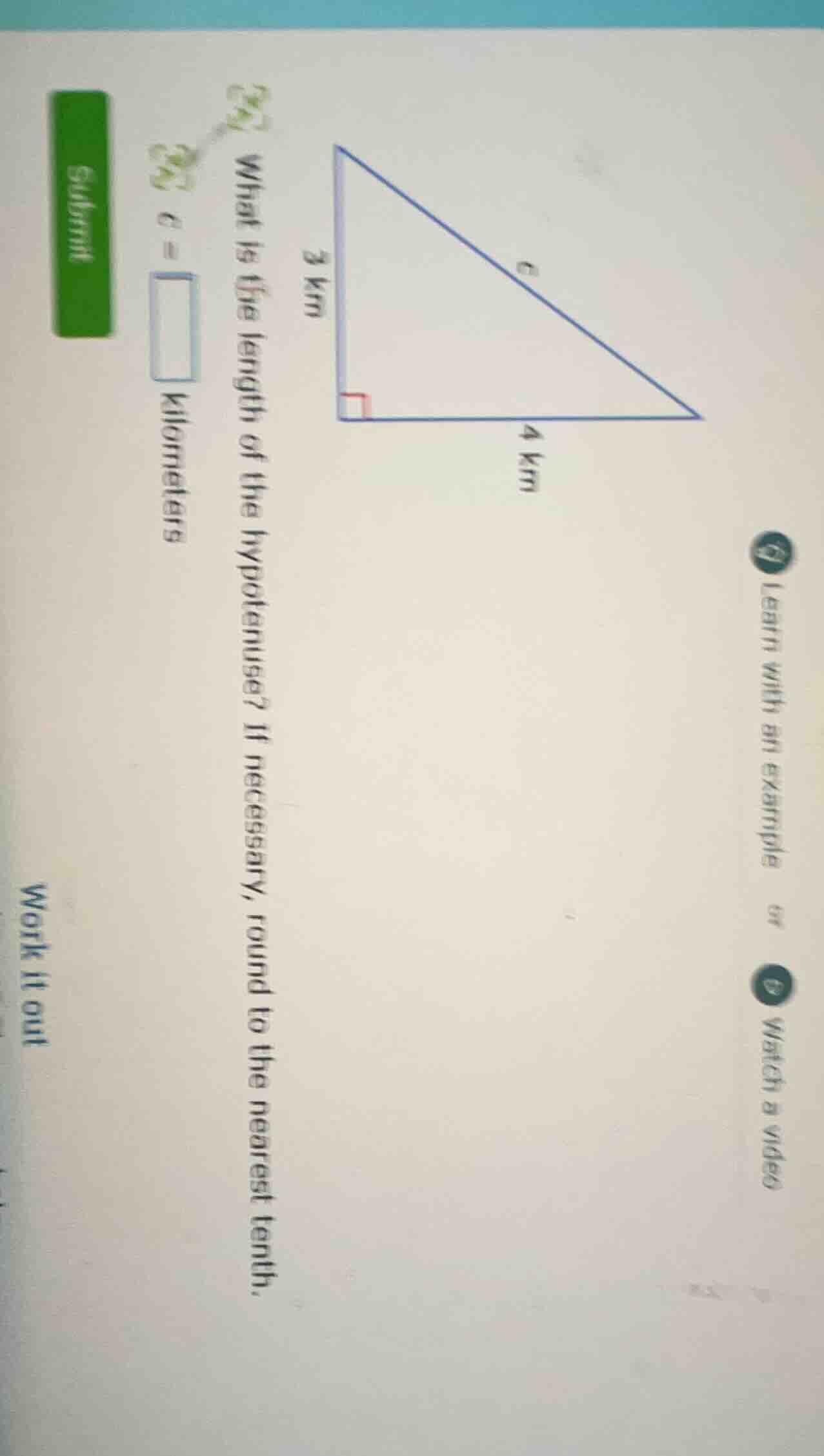 what is the length of the hypotenuse? if necessary, round to the neares…