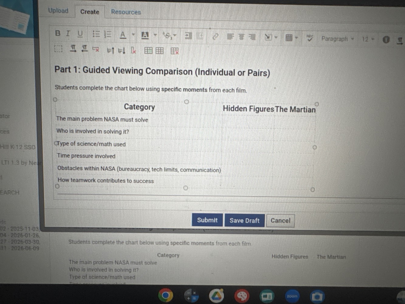part 1: guided viewing comparison (individual or pairs) students comple…