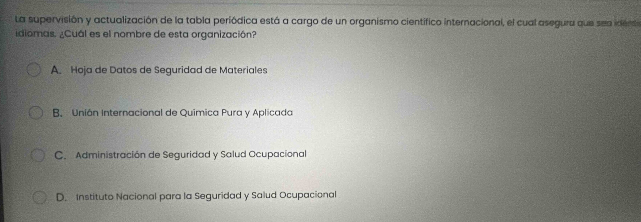 la supervisión y actualización de la tabla periódica está a cargo de un…