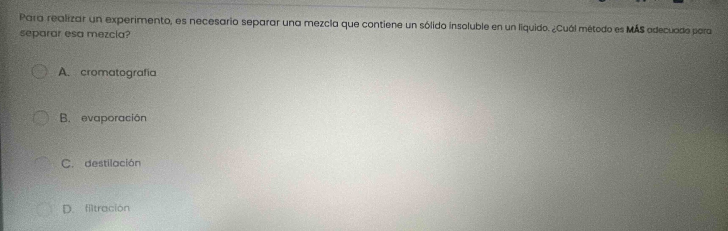 para realizar un experimento, es necesario separar una mezcla que conti…