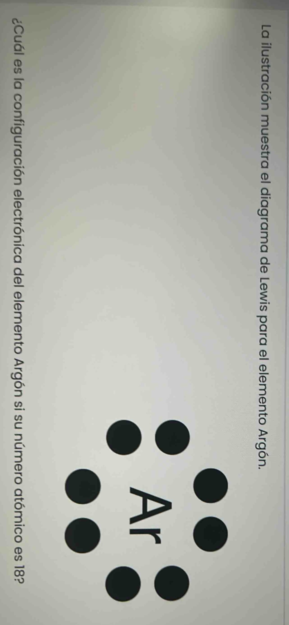 la ilustración muestra el diagrama de lewis para el elemento argón. ¿cu…