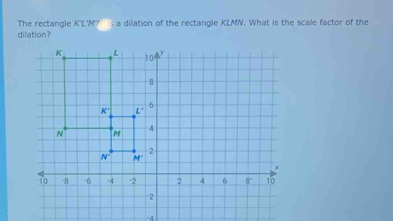 the rectangle klmn is a dilation of the rectangle klmn. what is the sca…