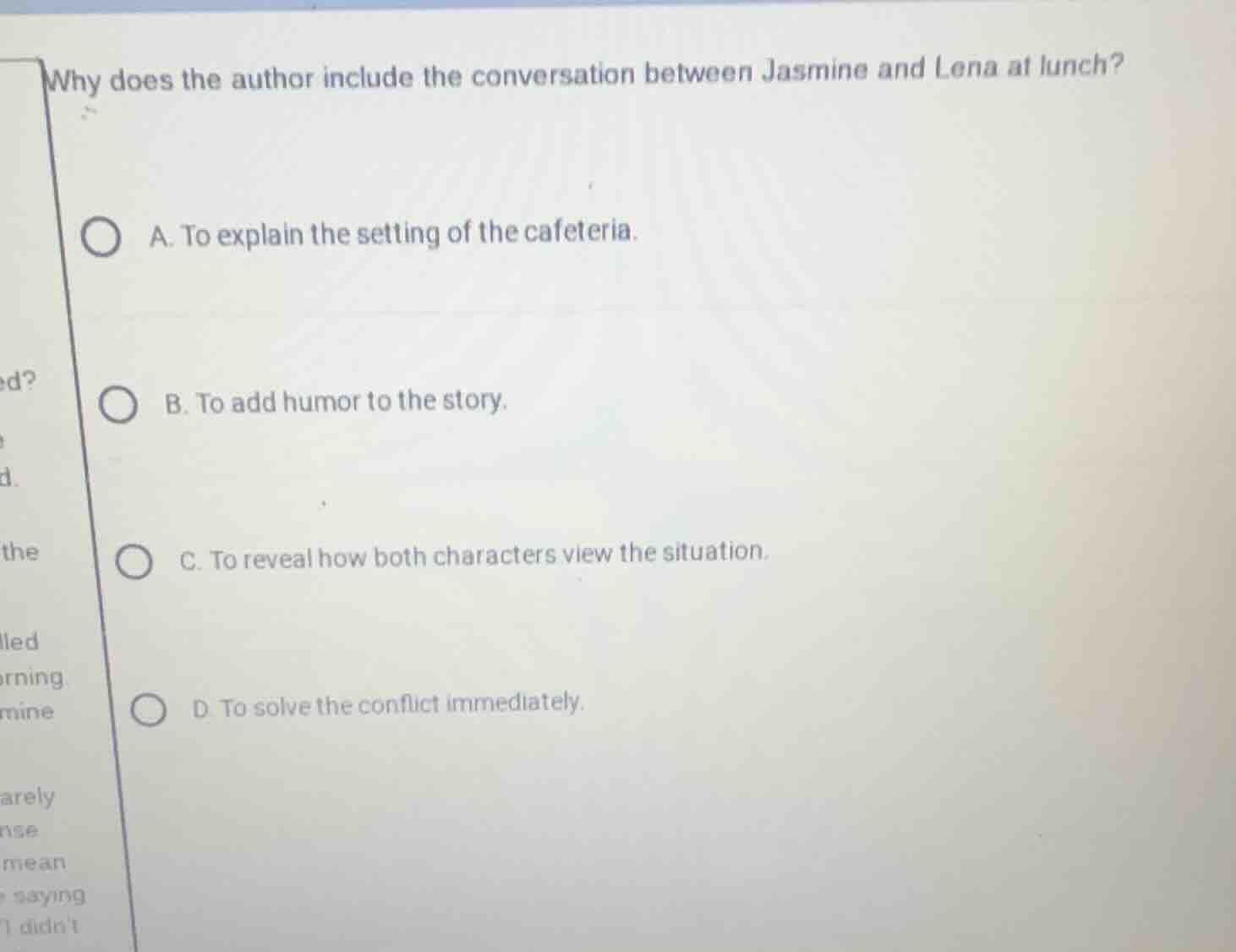 why does the author include the conversation between jasmine and lena a…