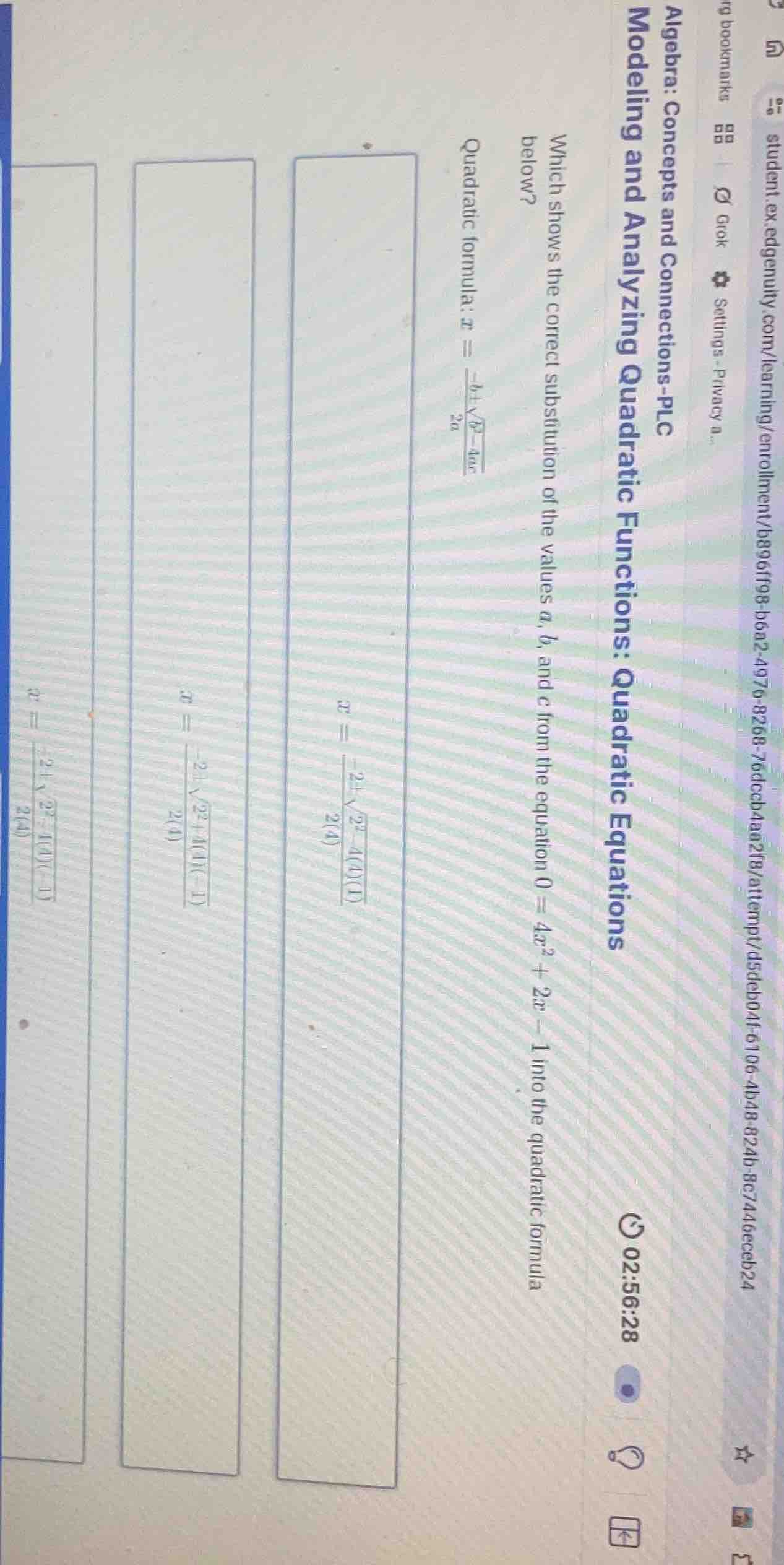 algebra: concepts and connections - plc modeling and analyzing quadrati…
