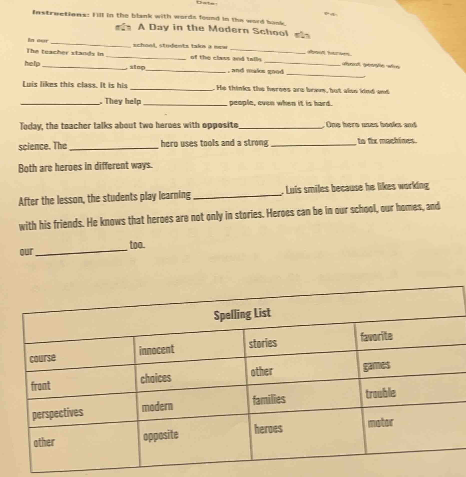 instructions: fill in the blank with words found in the word bank. a da…