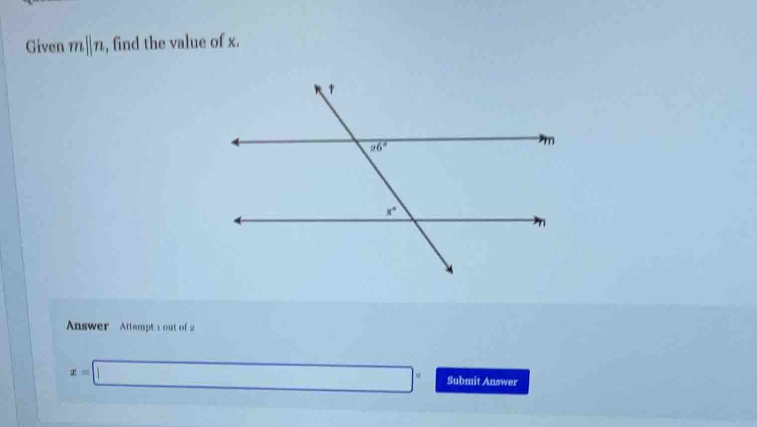 given ( m parallel n ), find the value of ( x ).