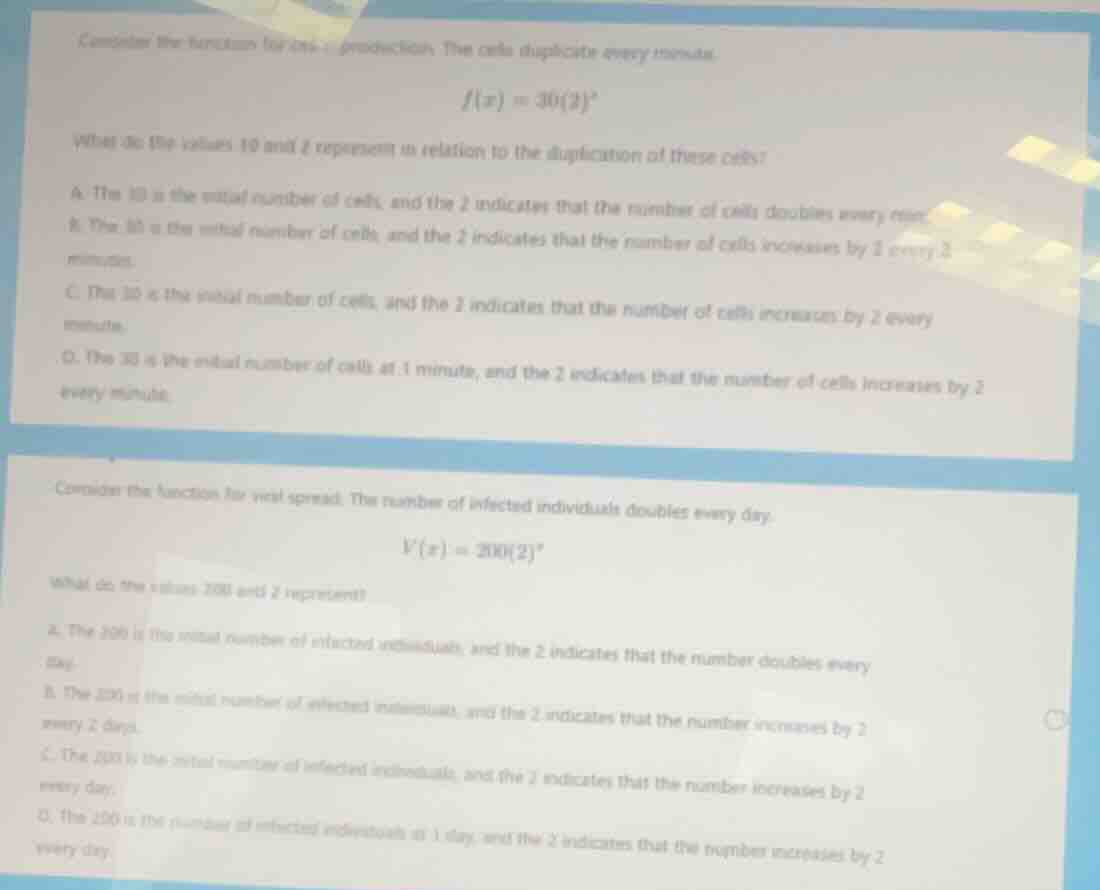 consider the function for cell production. the cells duplicate every mi…