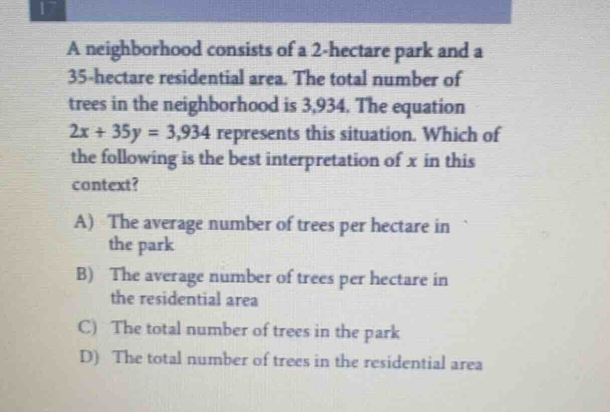 a neighborhood consists of a 2 - hectare park and a 35 - hectare reside…