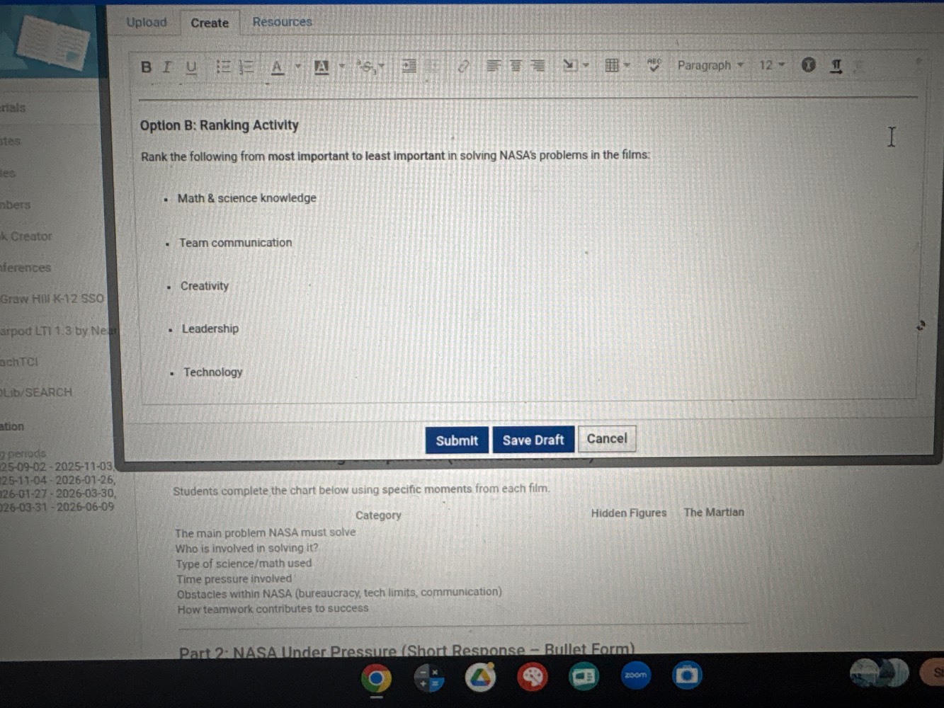 option b: ranking activity rank the following from most important to le…