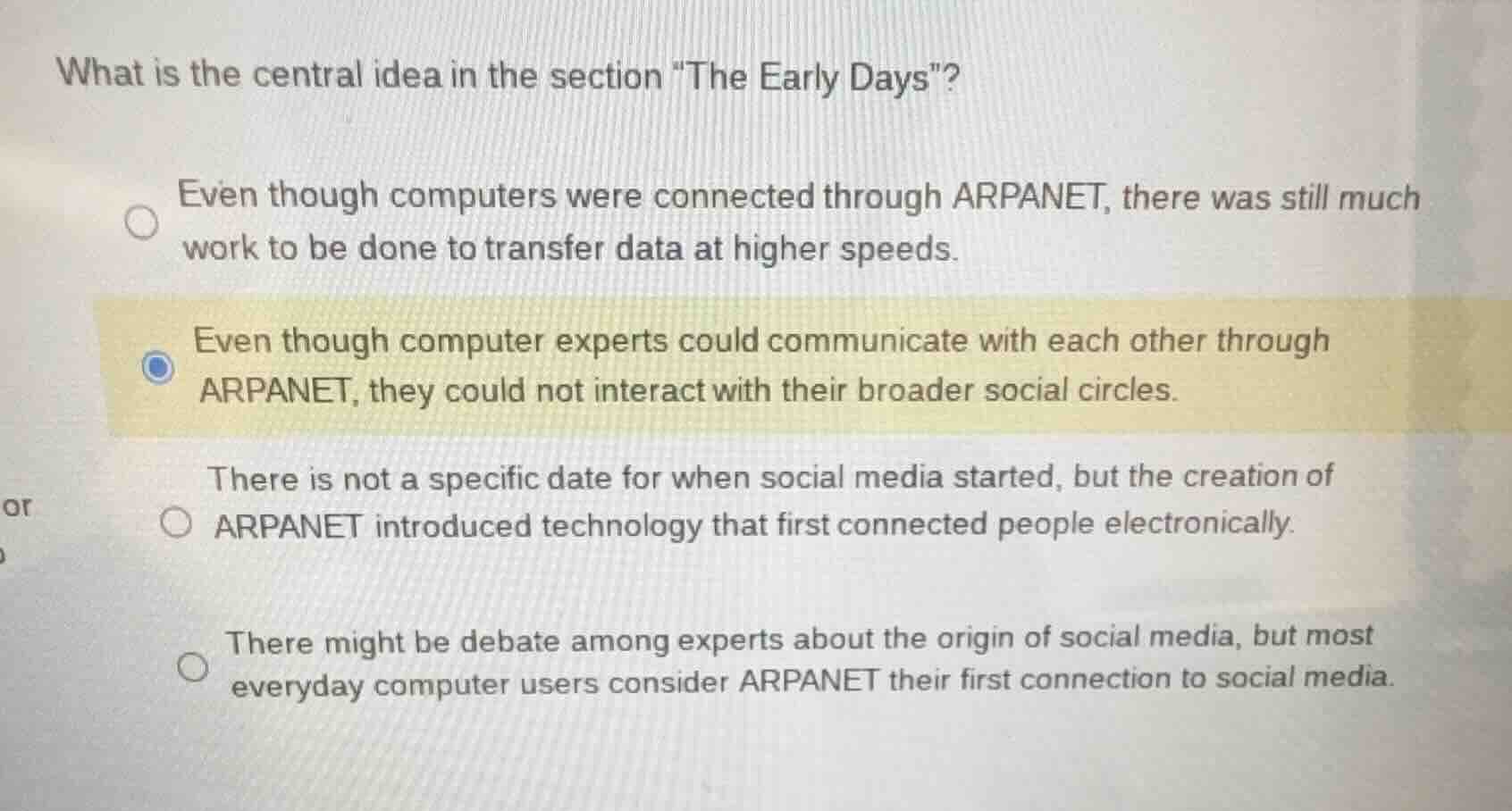 what is the central idea in the section \the early days\? even though c…